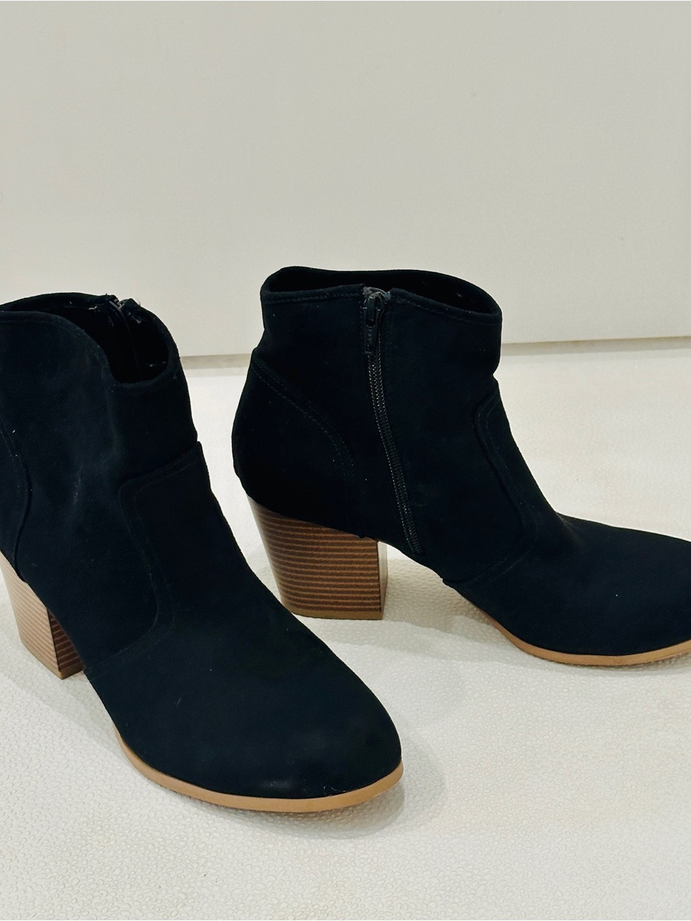 🔥Metropolitan View Chic Black Faux Suede Chunky Heel Ankle Boots 🖤